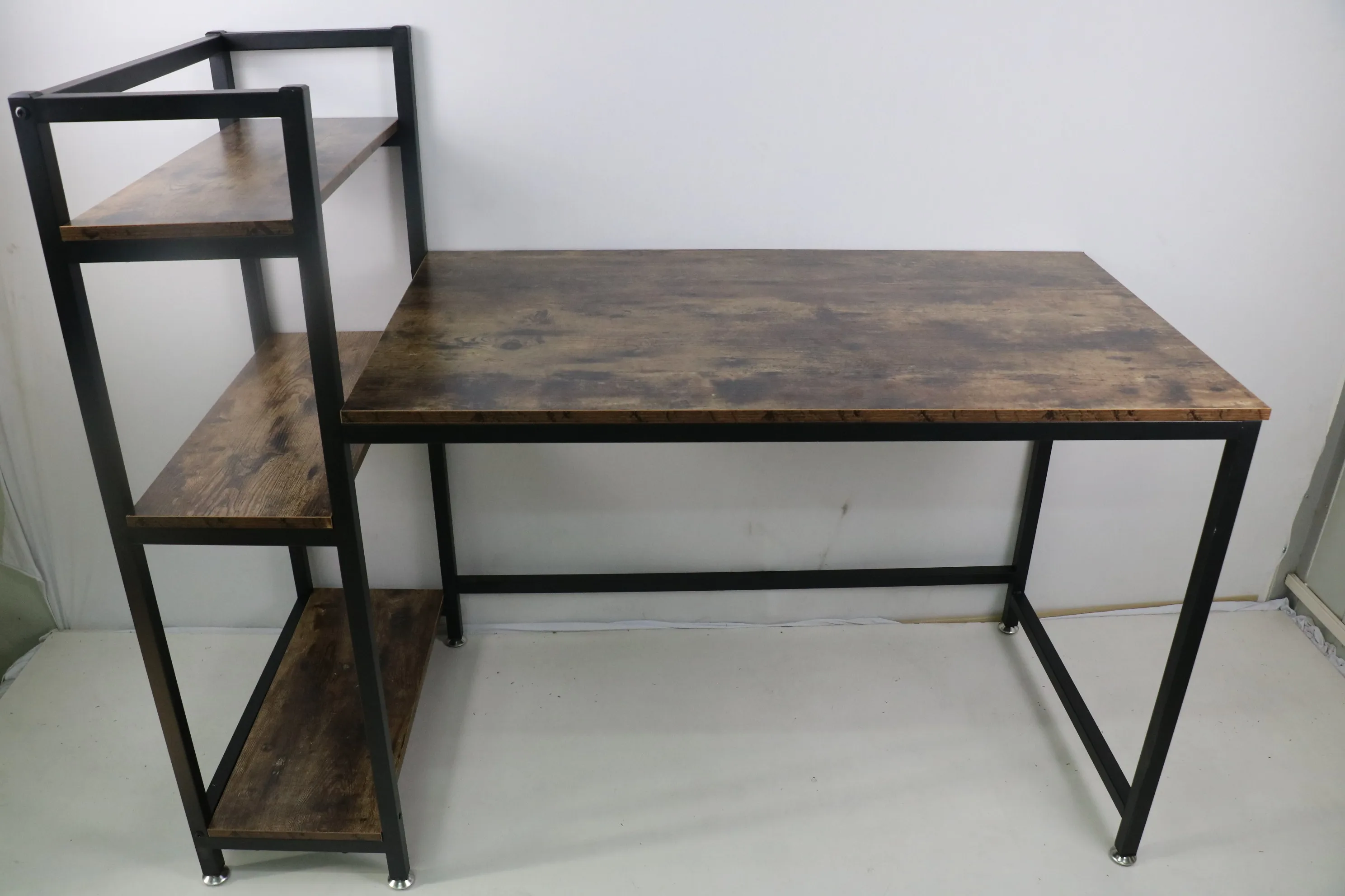 工业风格简约现代木制电脑桌工作站带三个书架游戏桌家用家具