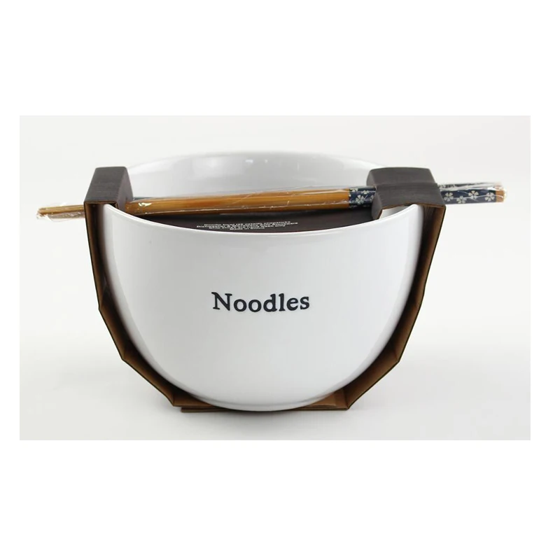 Japanese Style Restaurant Large Ceramic Rice Ramen Bowl And Chopsticks