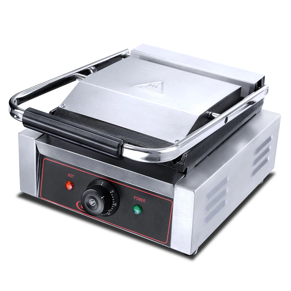 Commercial Sandwich Press Panini Grill single Plate Food Machinery Electric Contact Grill Press Grill