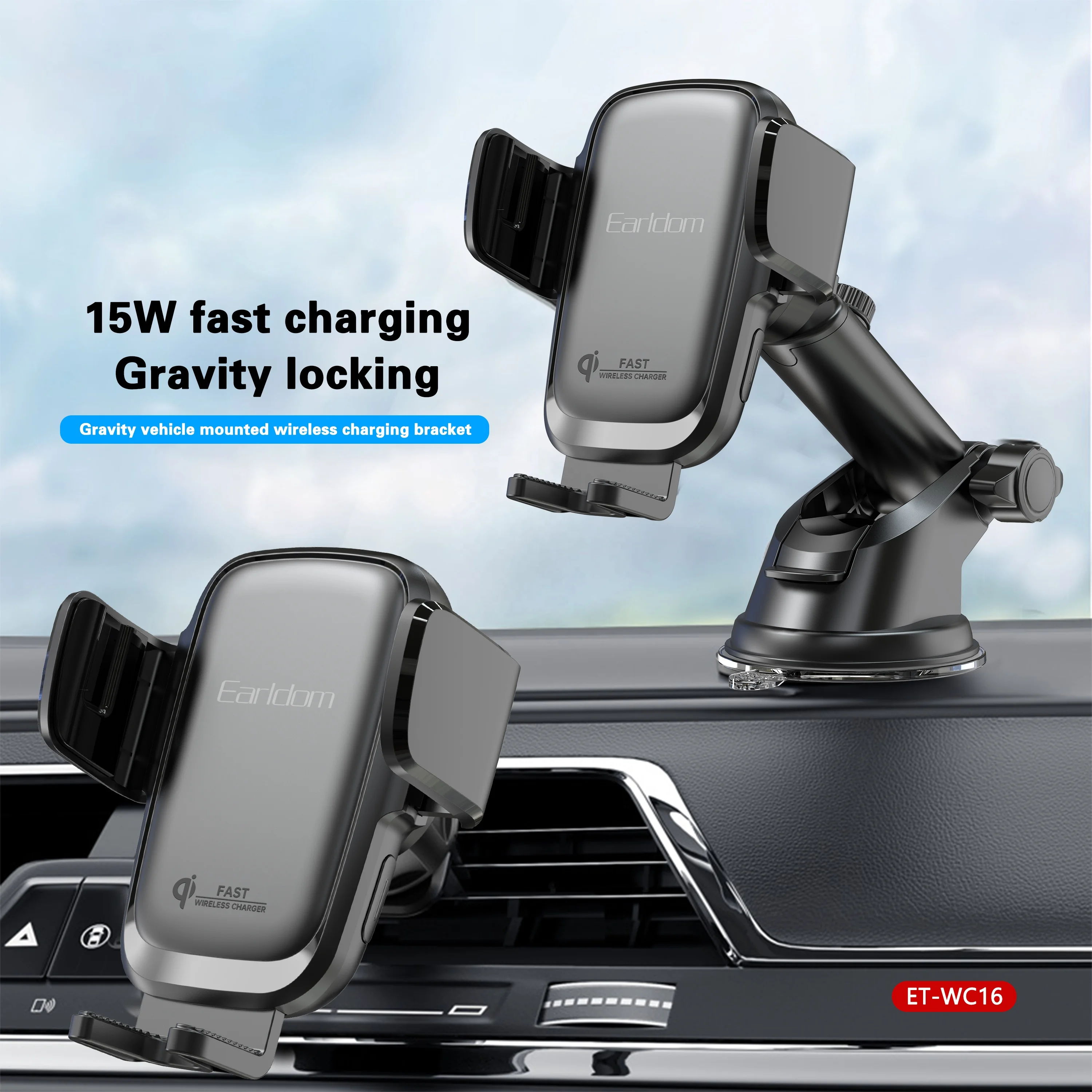 Earldom Car Wireless Phone Charger,Qi Fast Charging Dashboard