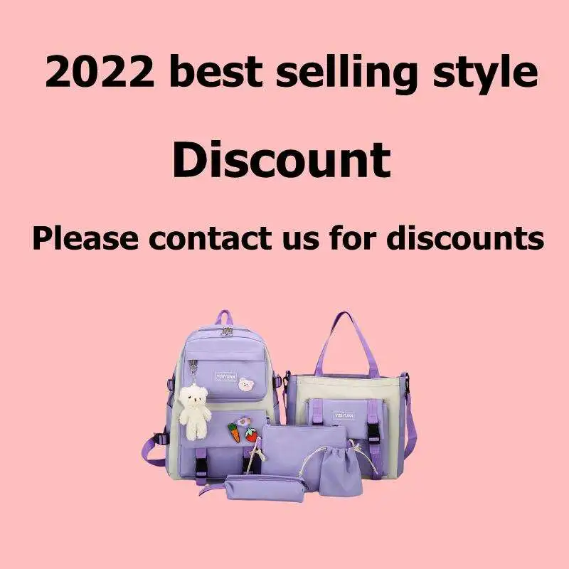 Custom Student Backpack Set Female Large Capacity 5 Piece Set Student Backpack Girl Casual