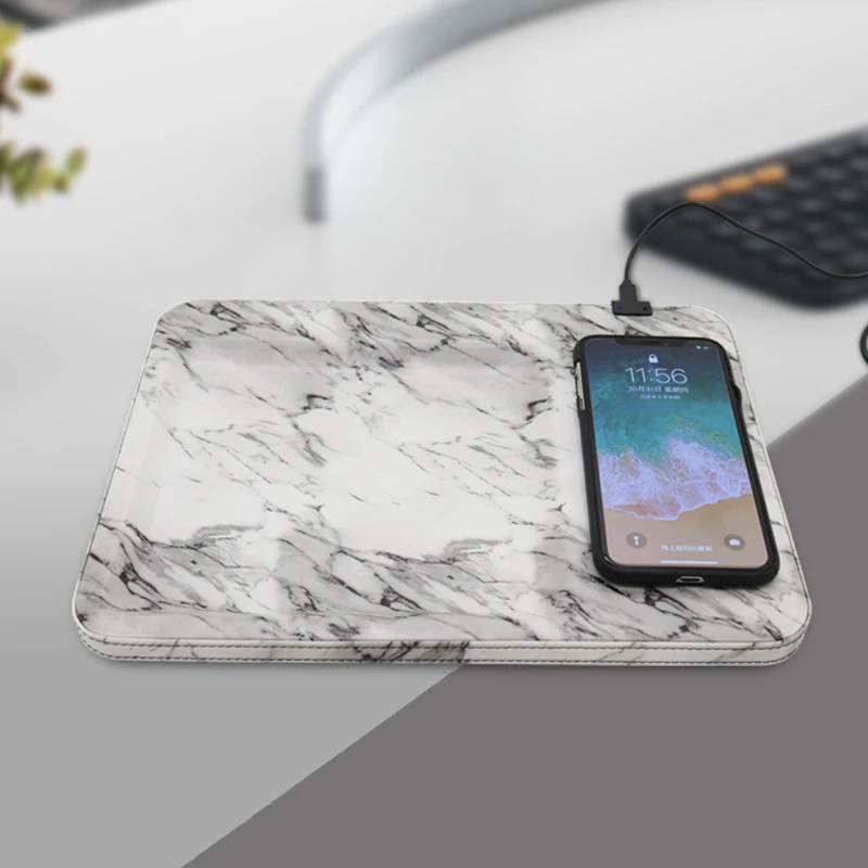 10w Qi Wireless Charger Desktop Tray With 9v 1a Output Port Leather