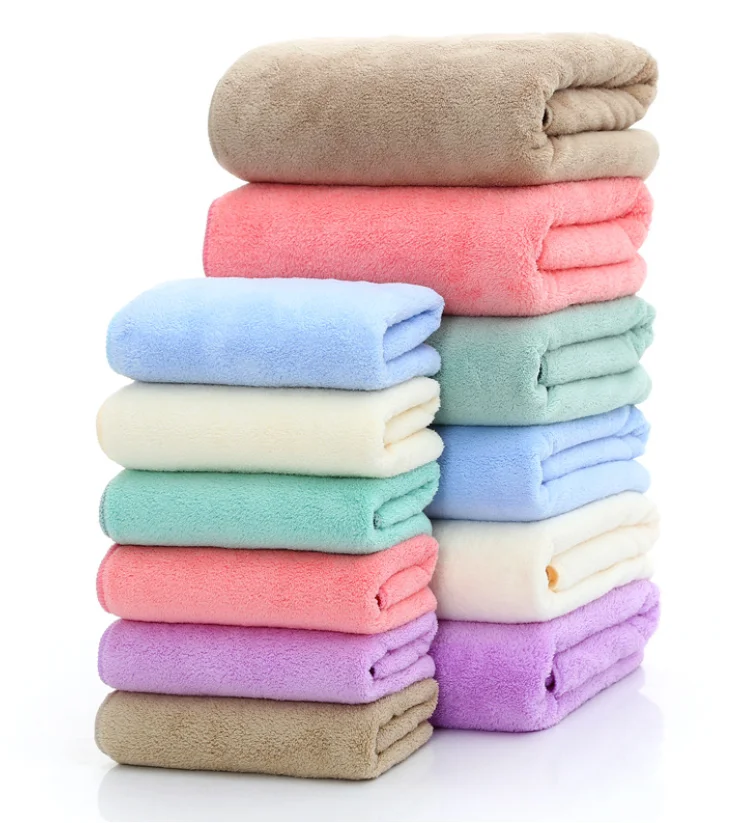 
High Quality Microfiber Fabric Coral Fleece Bath Towel Water Absorbent Towel 