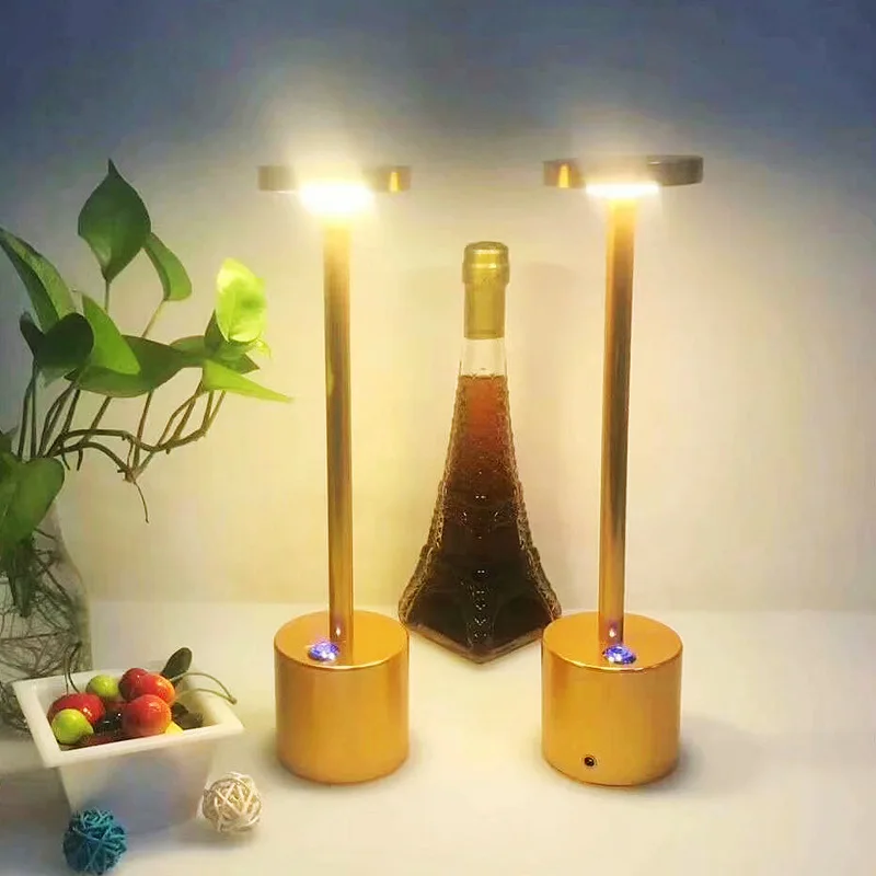 Promotional Restaurant Bar Led Gold Rechargeable Cordless Table Light Lamp Study Buy Table