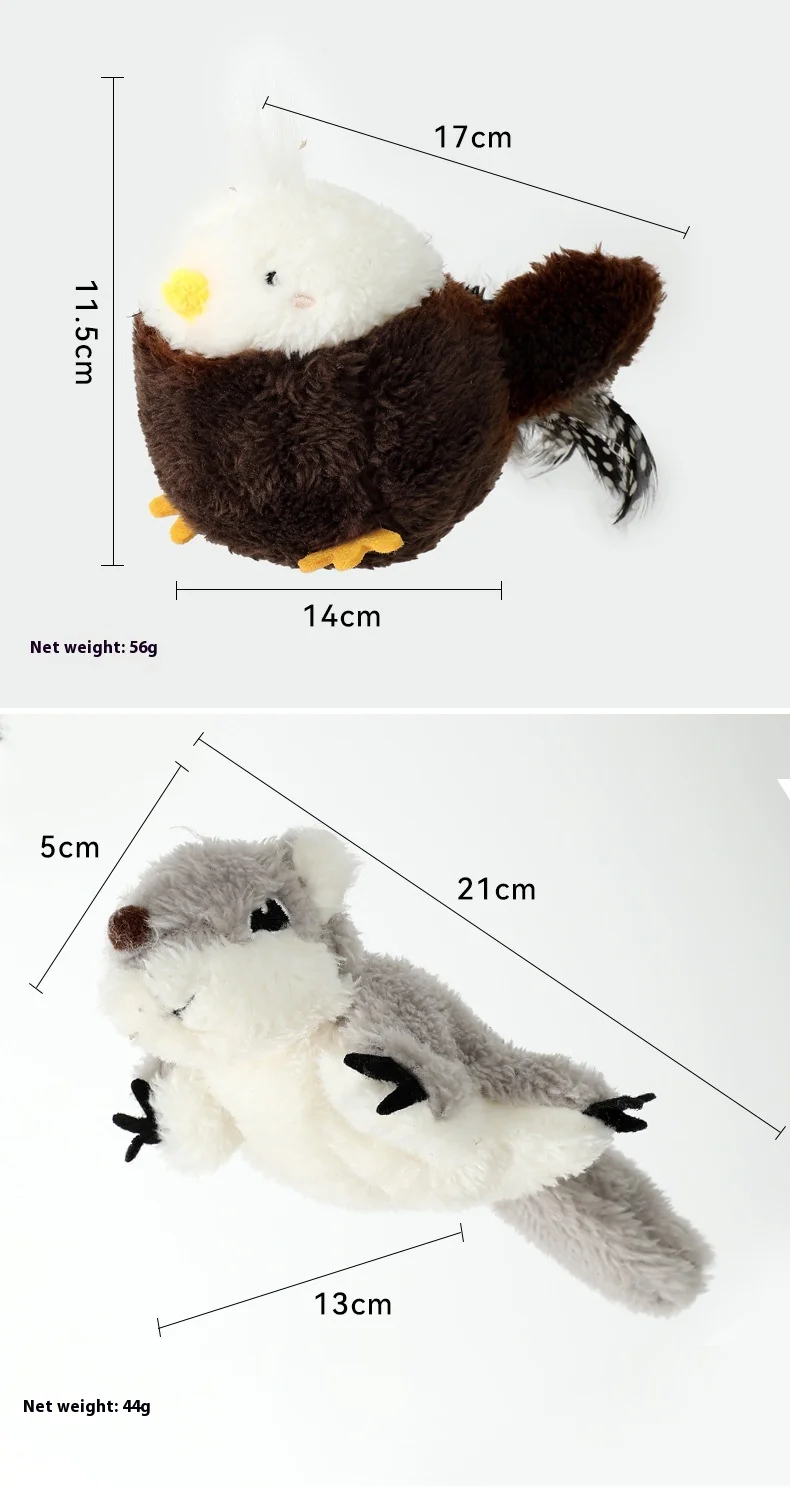 Wholesale Eco-Friendly Rechargeable Electric Flying Rat Toy for Cats Simulation Woodpecker Swing Wing Sound Shaking Bird Plush