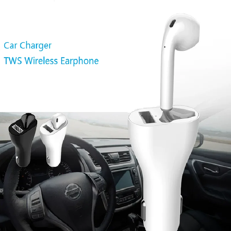 Car Wireless Charger 2 in 1 Vehicle Bluetooth Headset Handsfree Call Earphone For Playing Music - ANKUX.COM