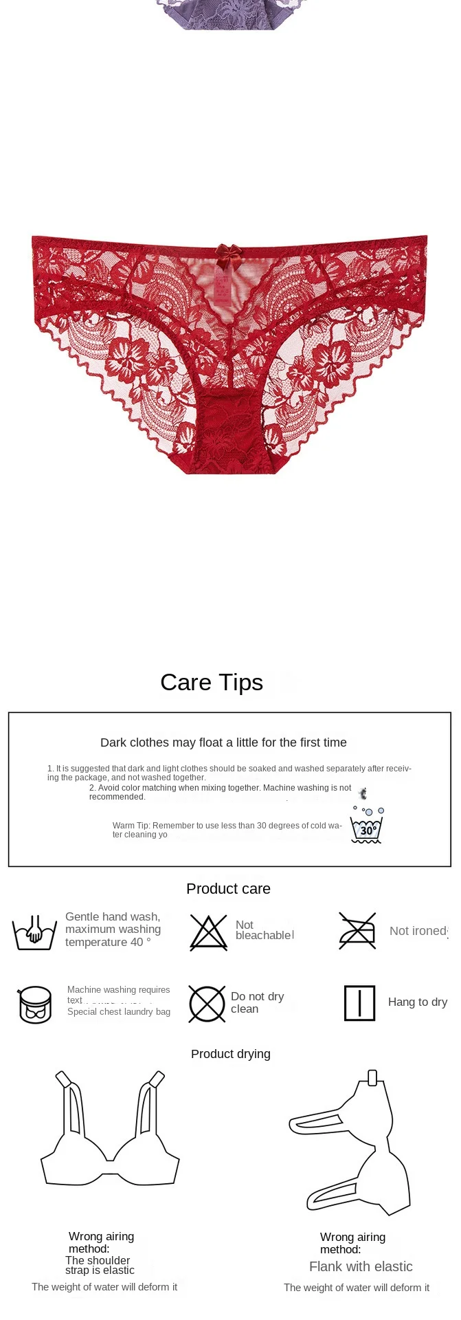 Pure Desire Summer French Bra Set Floral Patterned Breathable Lace Underwear for Big Chest High-Sexy Thin Cup Bikini Plain Dyed