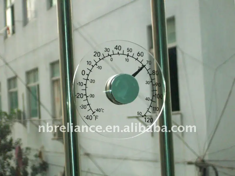 Circular Transparent Outdoor Window Thermometer Temperature