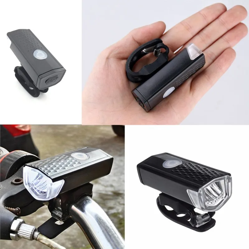 Bicycle Light 2 Rechargeable Bicycle Lights 300 Lumen Bicycle LED Lights Front Headlight Rear taillight Bicycle Flashlight Warning Light Kleur : 04
