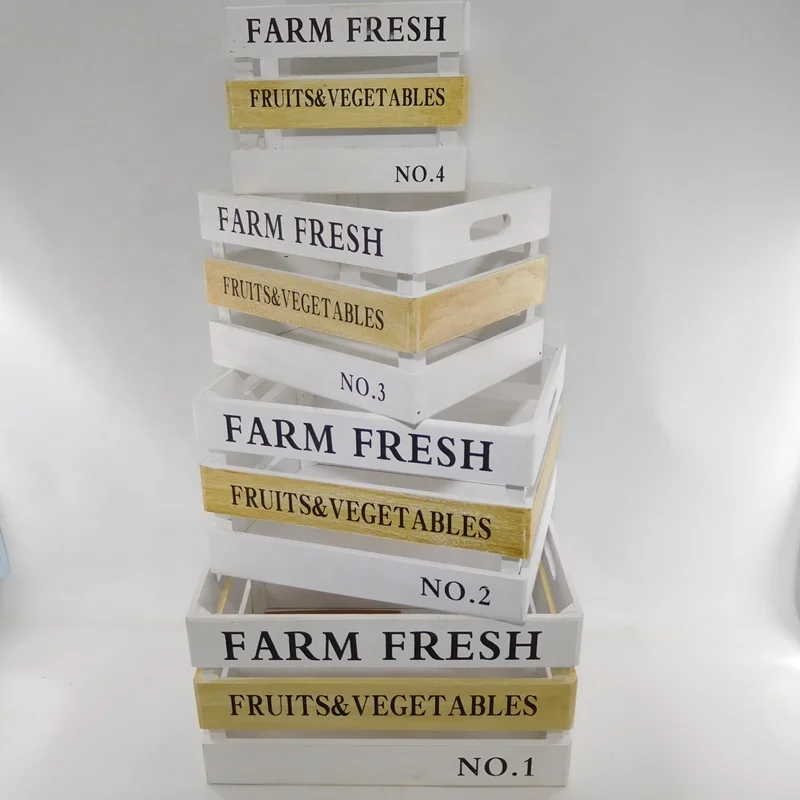 Farmhouse Wooden Crates For Container Baskets Box