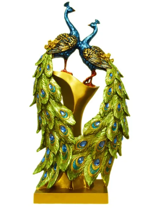 Exotic Resin Peacock Ornament Figurine Statue Resin Craft Wedding Home ...