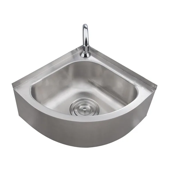 Triangular Corner Stainless Steel Utility Sink – Freestanding 34x34x75 Cm, With 360° Swivel Tap, Outdoor Garage Kitchen Laundry Garden Use, Single Bowl