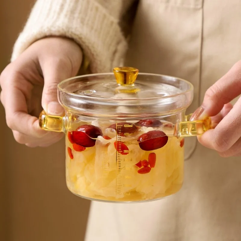 Covered Glass Stew Pot Heat Resistant Glass Stove and Covered Pot ...