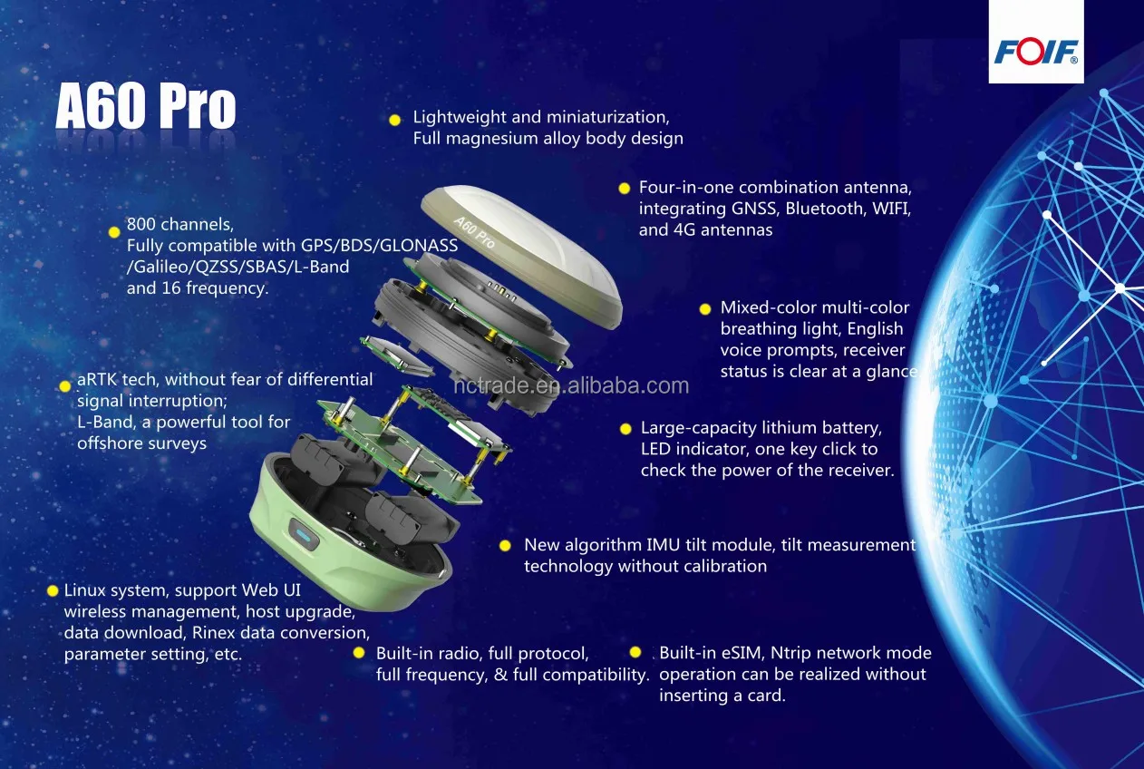 Foif A60 Pro Gnss Rtk Professional Gnss Satellite Tracking 1408