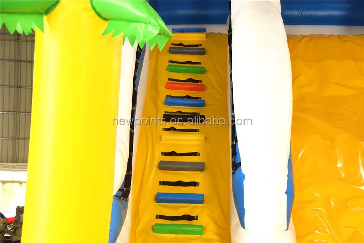 single lane palm tree inflatable water slide inflatable swiming pool combo