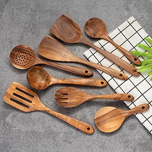 natural teak wood utensils