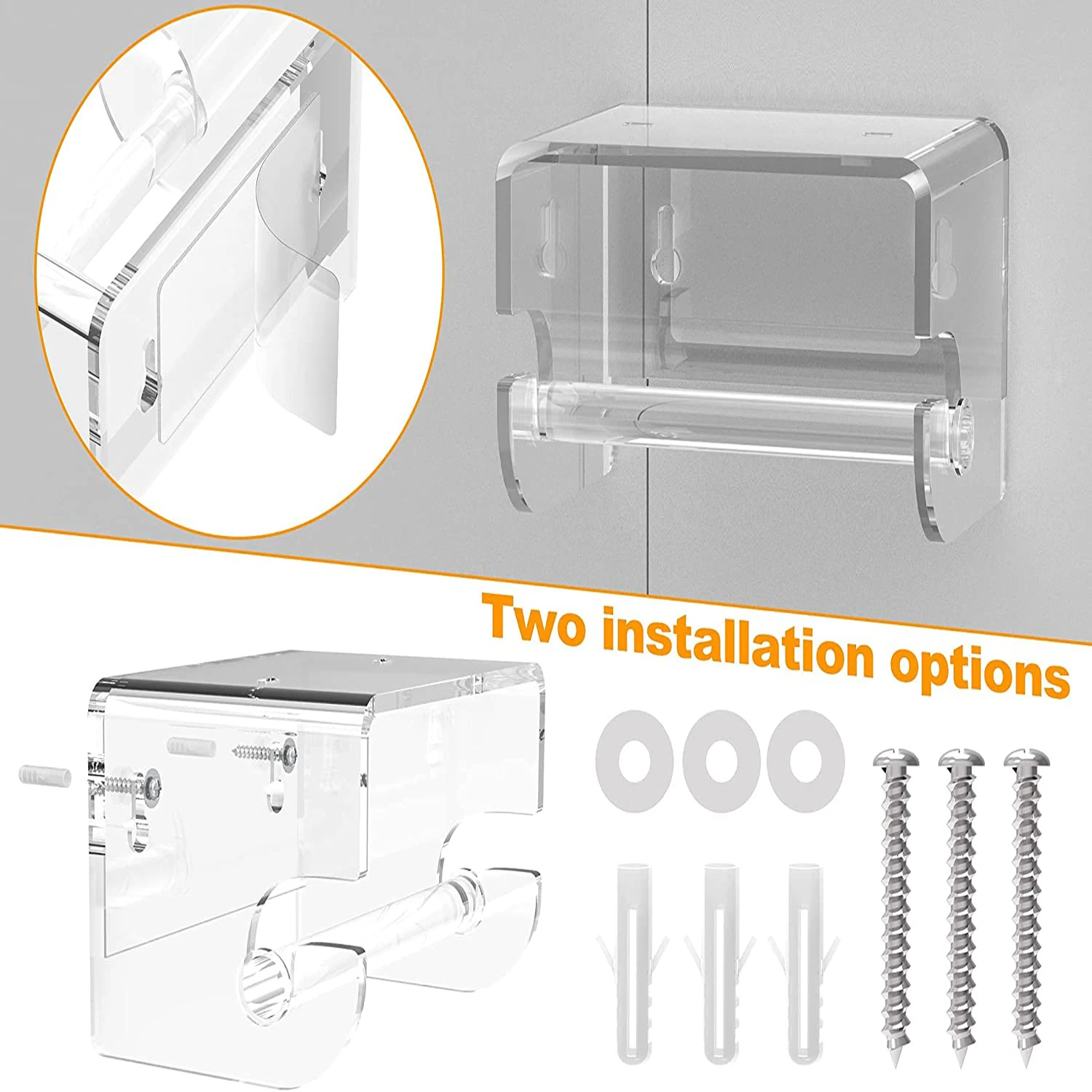 New Custom Wall Mounted Toilet Paper Roll Holder Acrylic Toilet Paper