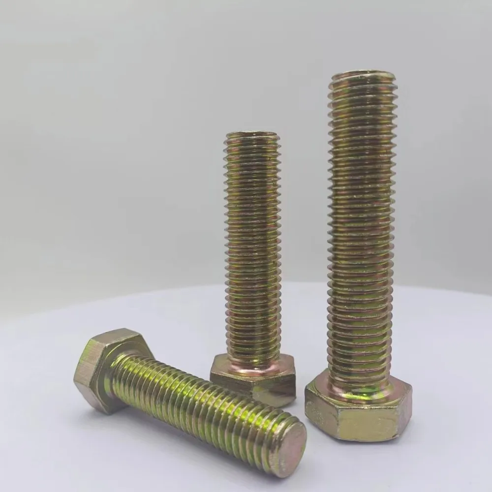 M8 B7 Carbon Steel Hexagon Bolts A325 Grade 4.8 8.8 10.9 12.9 Yellow
