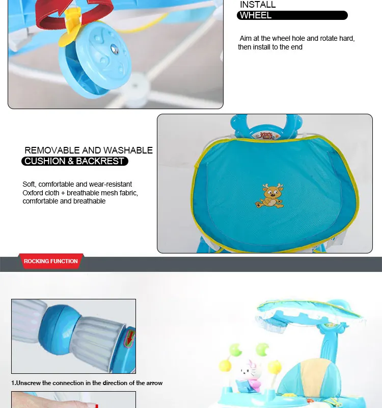 Popular cat toys music box with canopy  baby walker