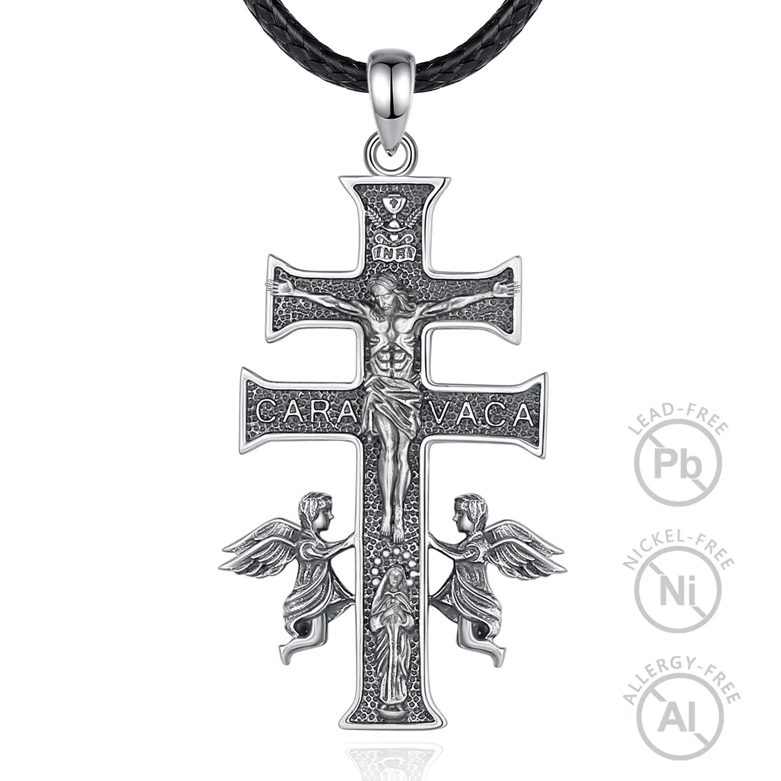 Men's 925 Caravaca Cross Double good Crucifix