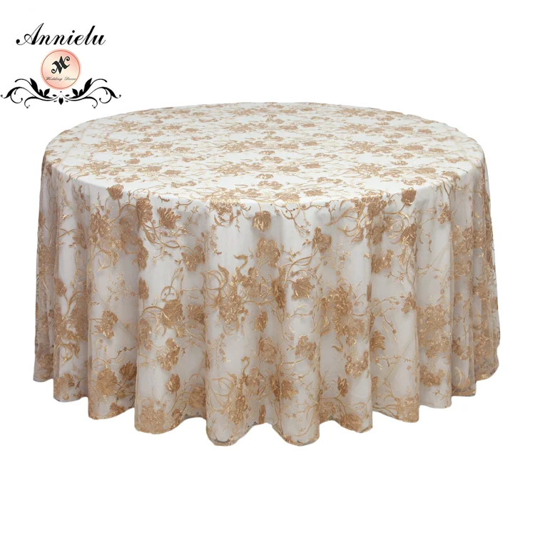 factory sequin gold wedding table cloth fancy hot sale