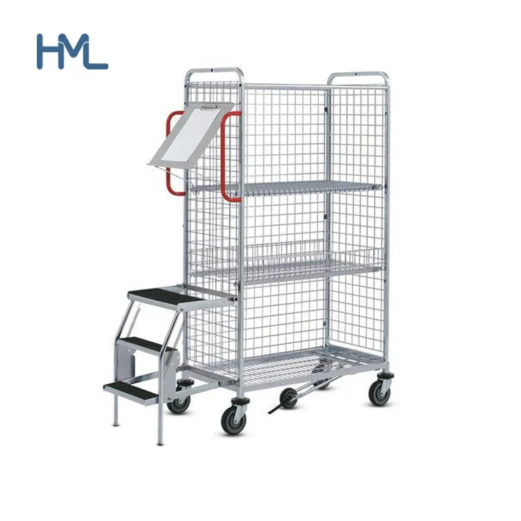 Warehouse Trolley Logistics Store Steel Mesh Multitier Order Picking