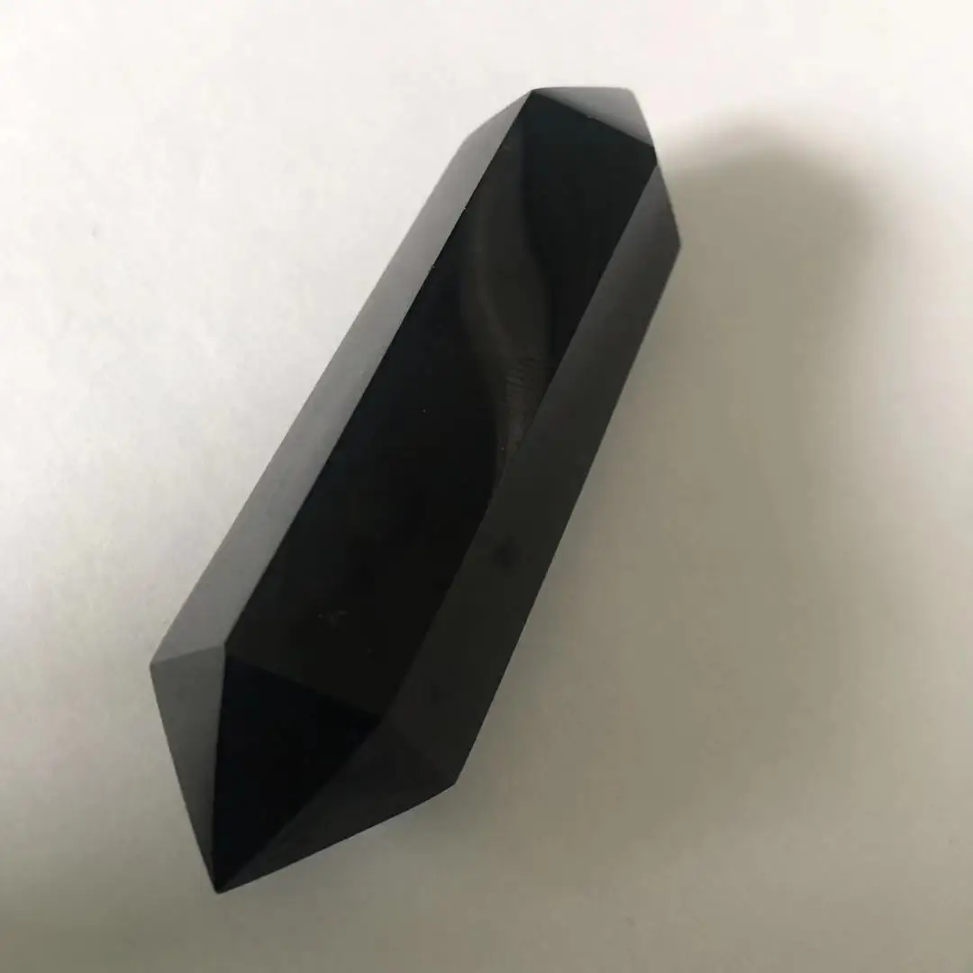 批发天然装饰石英棒抛光黑色黑曜石水晶点 - buy black obsidian crys
