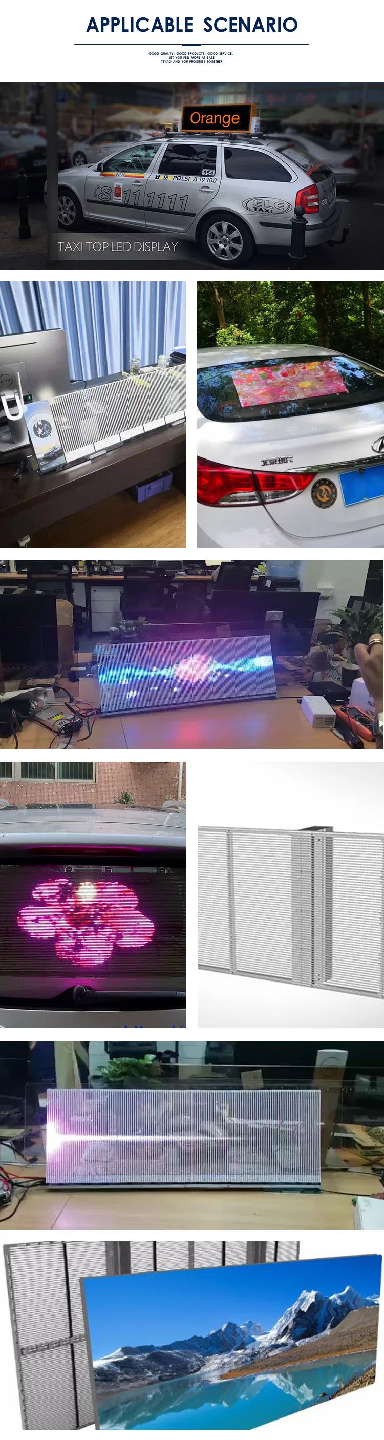 Indoor P2.6-5.2 taxi Car window car rear video window advertising transparent screen led car display