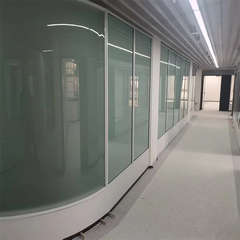 Double Glass Partition with 108mm Aluminum Frame Steel Keel & Built-In Louvers - Luxury Retail Boutique Use manufacture