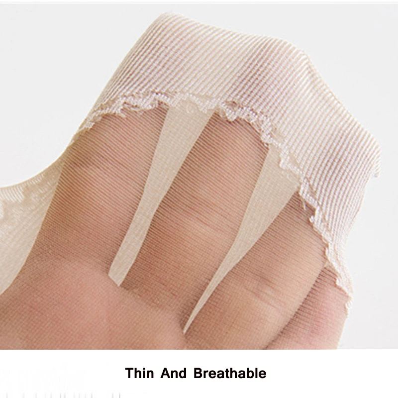 Breathable spandex nylon transparent cotton bottom short silk stockings summer socks for women anti-hook ultra-thin socks