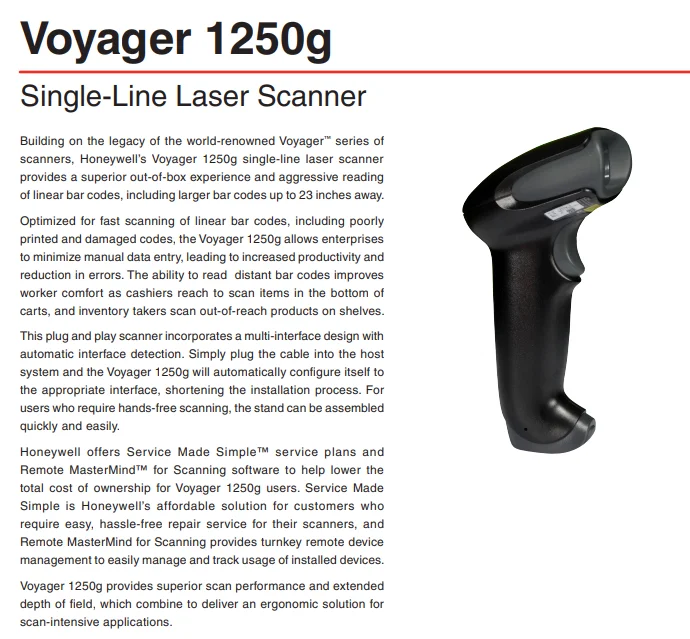 The Honeywell Voyager 1250g Optional Bracket Single-line Laser