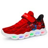 New style children's shoes flying web spiderman light shoes 2019 Single mesh