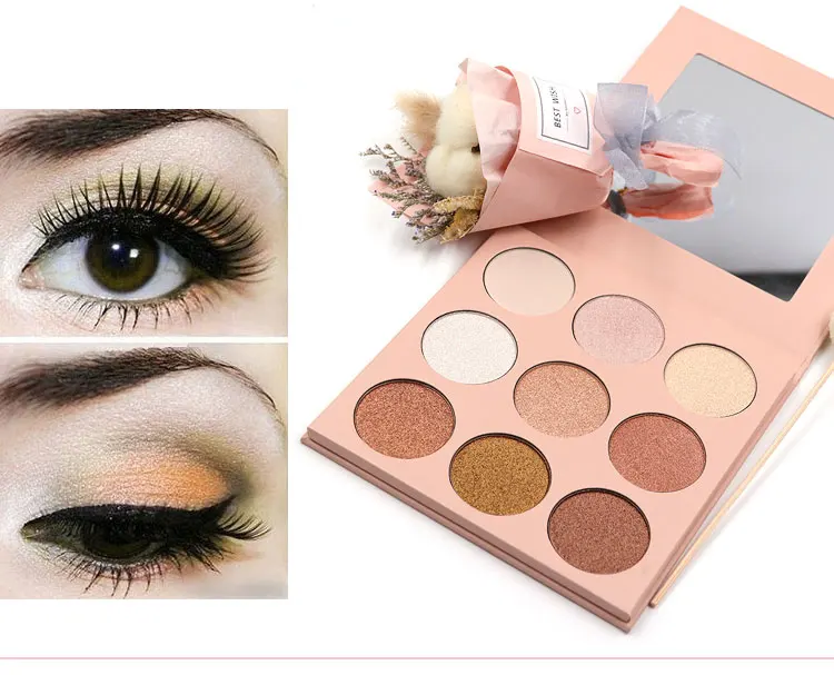 9 Color Cosmetic Waterproof Eyeshadow Shimmery Pearl Gold And Bronze