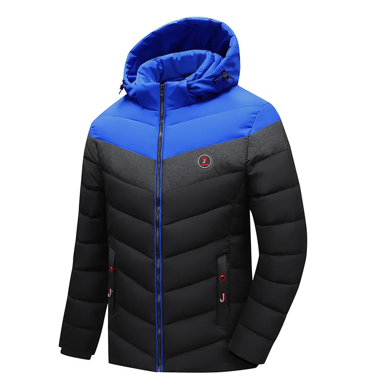 Winter New Warm Men's Color Matching Hood Detachable Cotton Coat_voghion.com