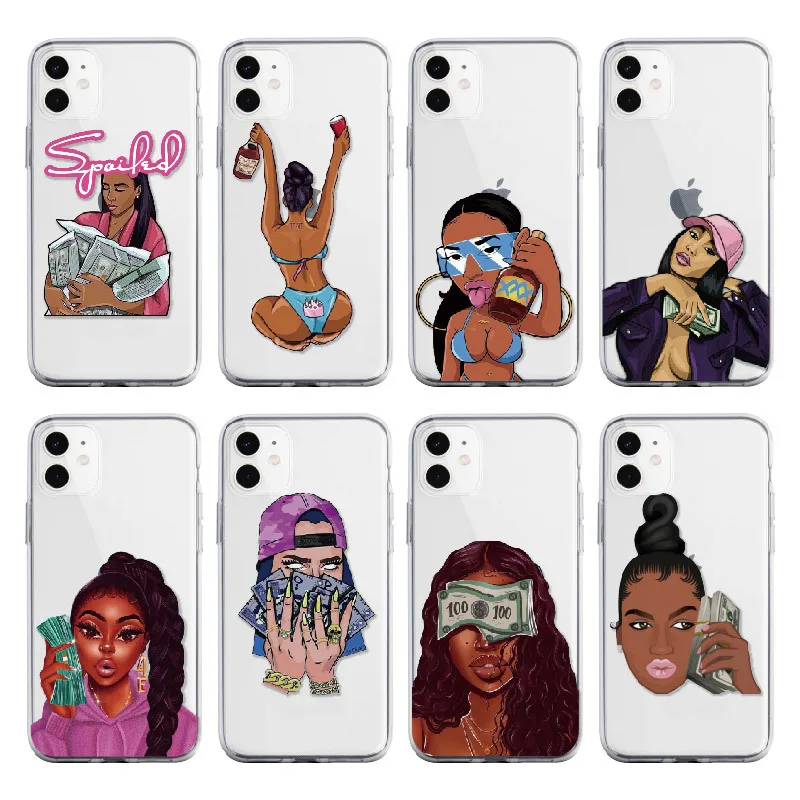 Custom African Print Black Girl Melanin Poppin Phone Case For Iphone 11 ...