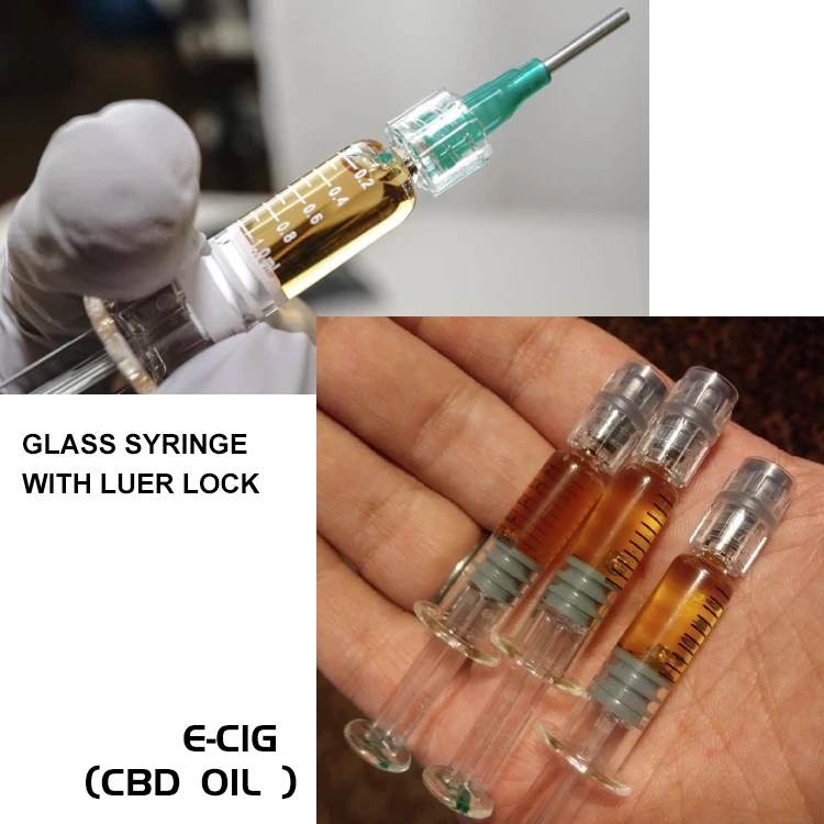 glass syringe with luer lock for CBD oil real photoshop
