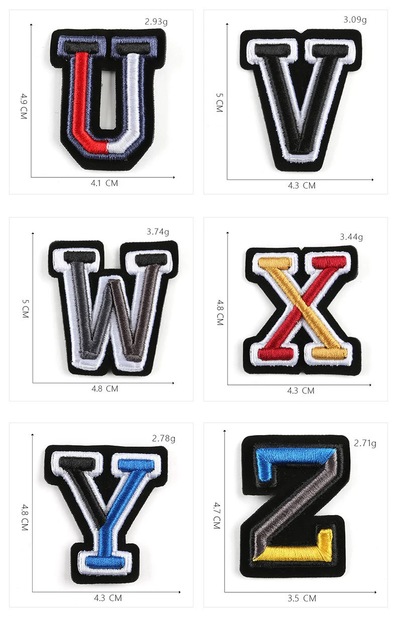 Sew On 3d Embroidered Alphabet Patches 2 Inch A-z Letter Mulit-color ...