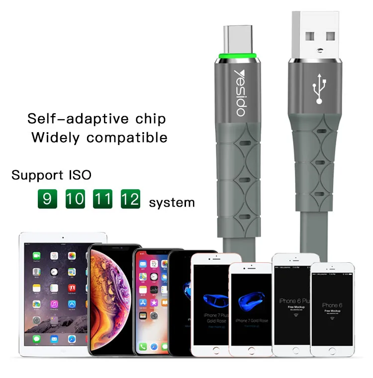 Newest Design TPE Flat Charge Cable Wire 2.4A Charging Usb Data Line Cable For Iphone 11