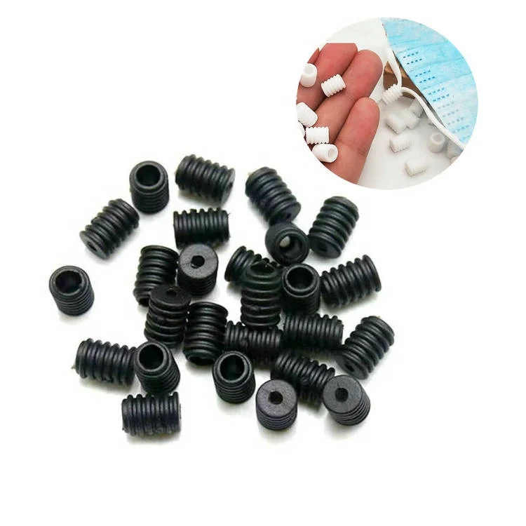 
Cheap Price 10000pcs Packed Into 1 Bag White Black Elastic Cord Stopper Earloop AdjustingMaskes Buckle Plastic Adjuster Stopper 