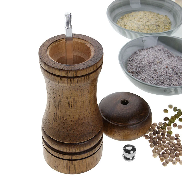 Wholesale Handmade Manual Wood Spice Salt Shaker Premium Wooden Salt/Pepper Grinder&Wooden Pepper Mill