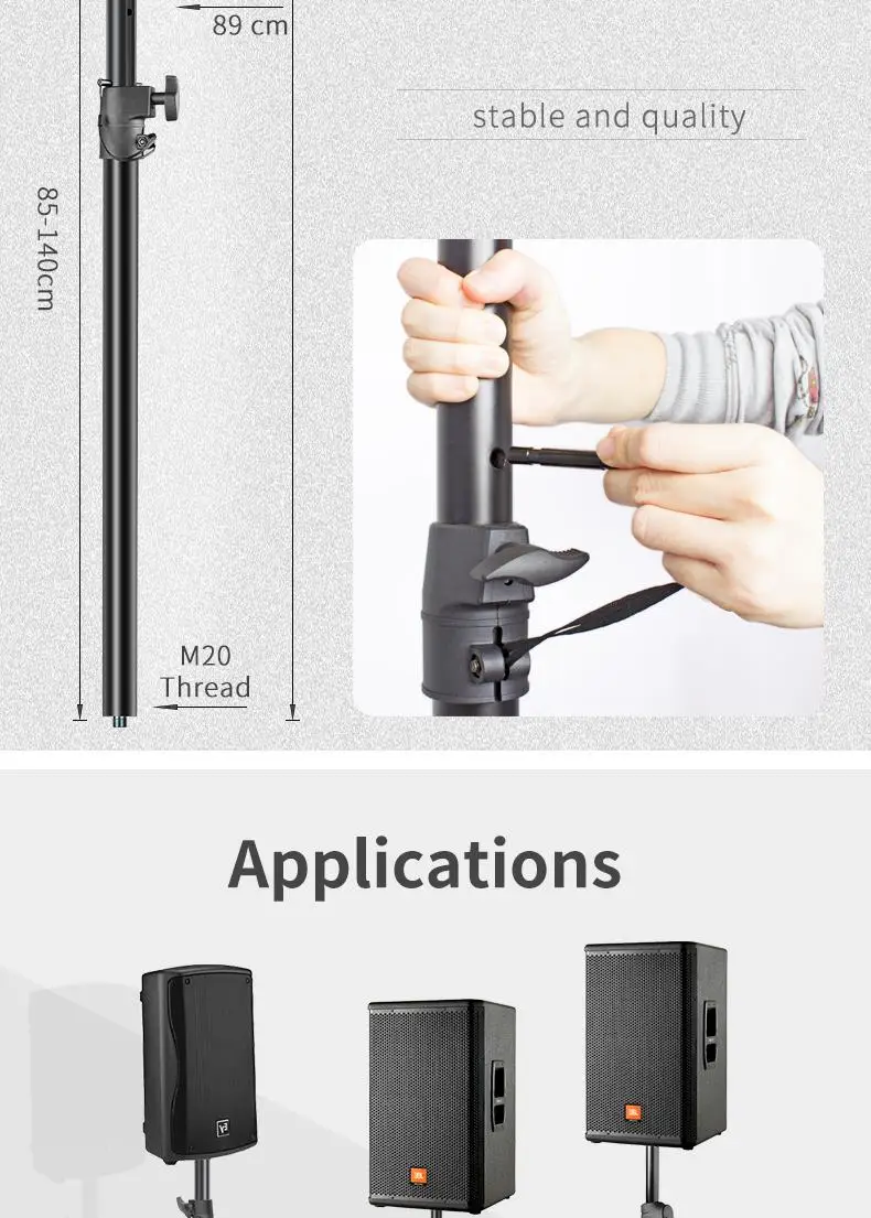 Ddp Rts Professional M20 Adjustable 12 15 Inch Speaker Stand Pole For