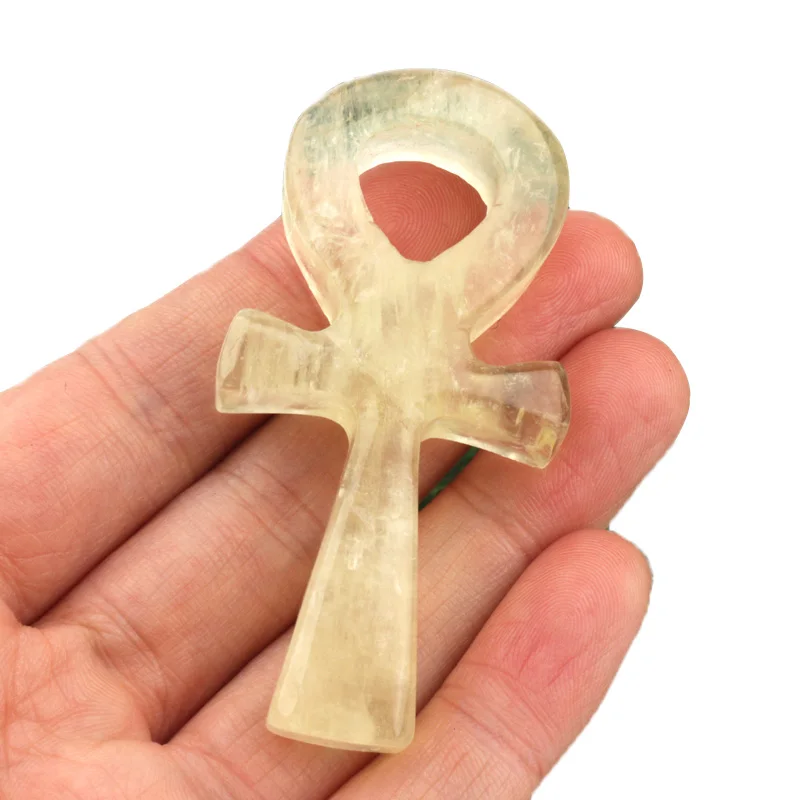 Clear Quartz Ankh Cross with 2024 Flash