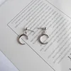 Japanese and Korean Sweet Metal C Shape Stud Earrings Simple Minimalist Silver Moon Drop Earrings