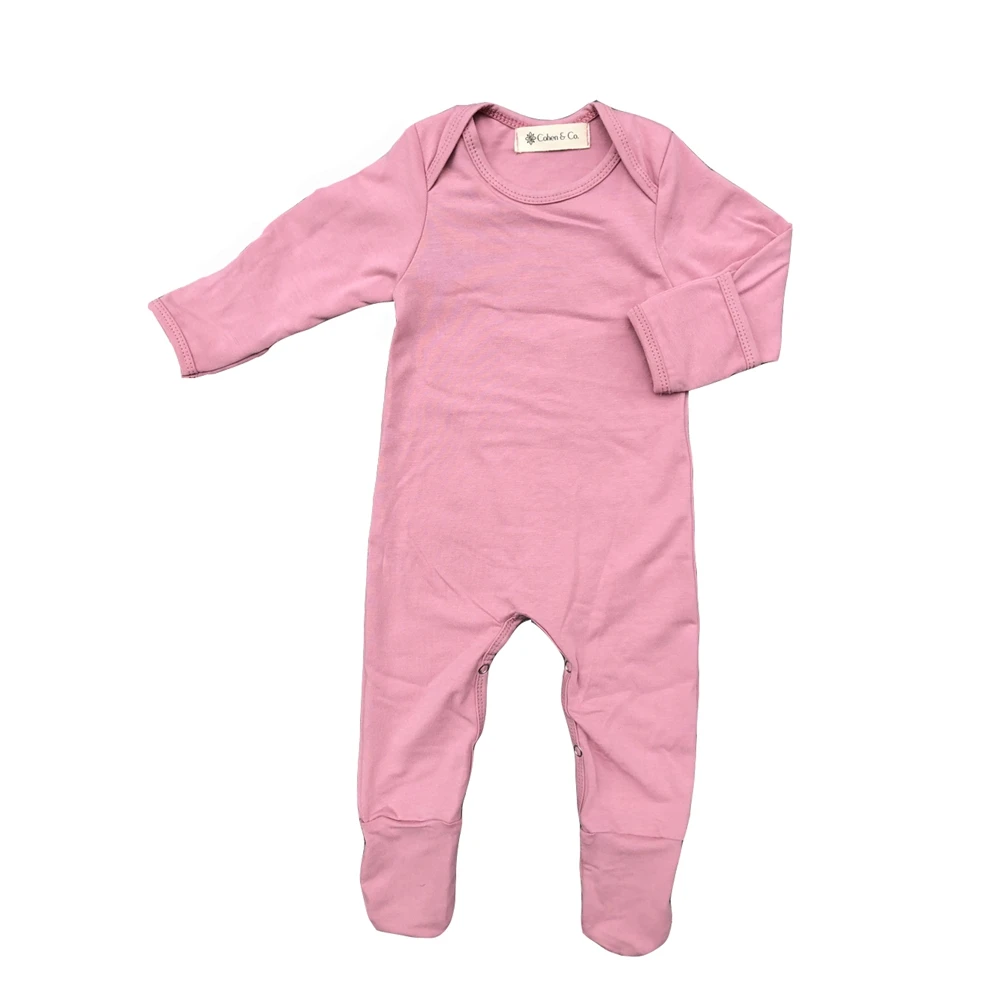 Cotton Unisex Baby Boy Long Sleeve Rompers Sleepsuit Solid Infant