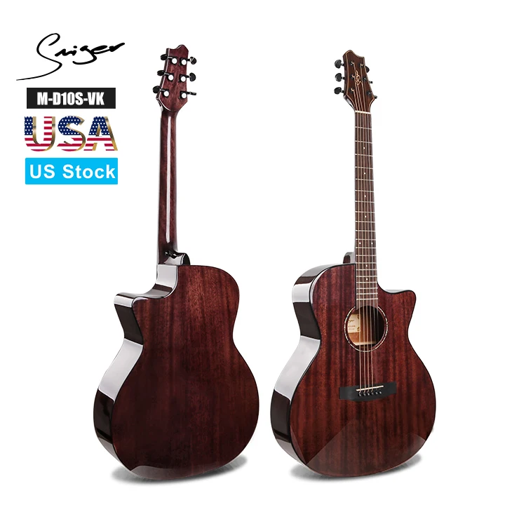 Smiger Solid Mahogany Top Acoustic Guitar M-D10S-CK-AA High End Acoustic  Guitar Advanced Vintage High Gloss Guitar