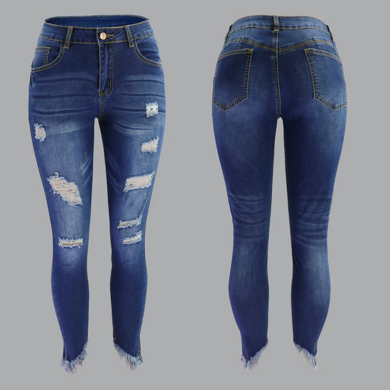 Irregular High Waist Denim Ripped Jeans Women - Buy Ripped Jeans Women ...
