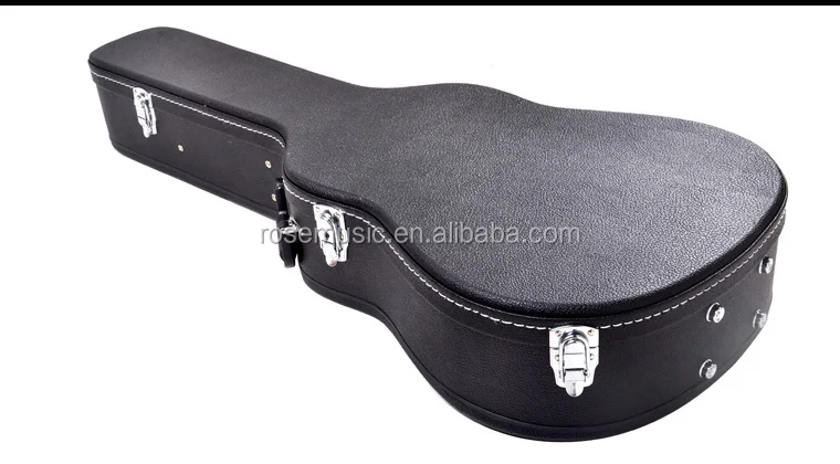 Muzmate 41 Inch Acoustic Guitar Hardshell Wood Carry Case Black Fits Most Acoustic Guitars with Key Lock Black 
