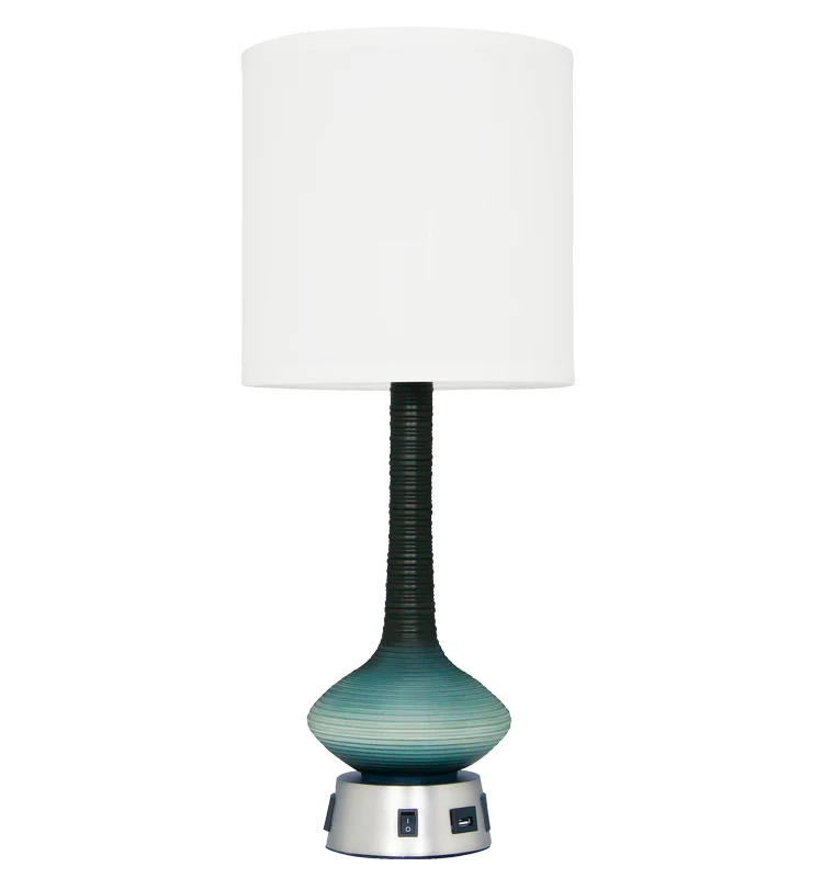 Modern Style Blue Resin Decorative Hotel Office Bedside USB Desk Lamp Table Lamp