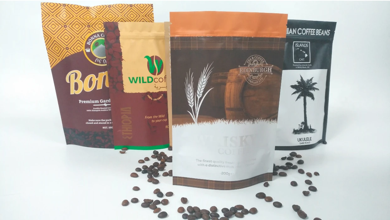 8oz 12oz Doy Pack Aluminum Foil Zip Lock Coffee Beans Packaging Bag