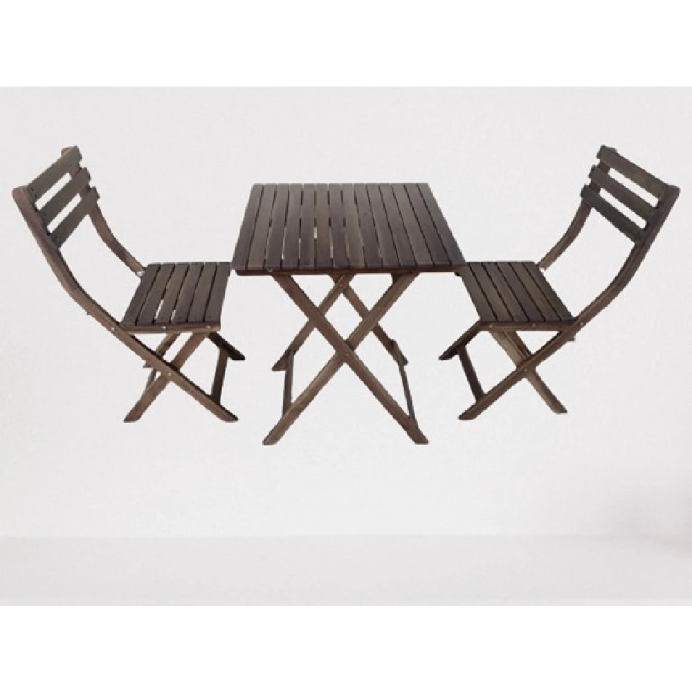 Set Acacia Wooden Bistro Table And Chair With Brown Color Outdoor Modern Style Customized